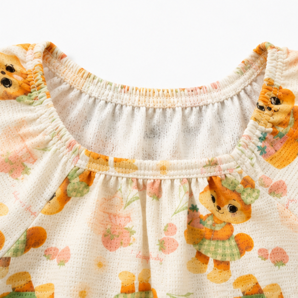 Conjunto Infantil Feminino Kamylus Batinha Favinho Sublimado e Shorts Piqué