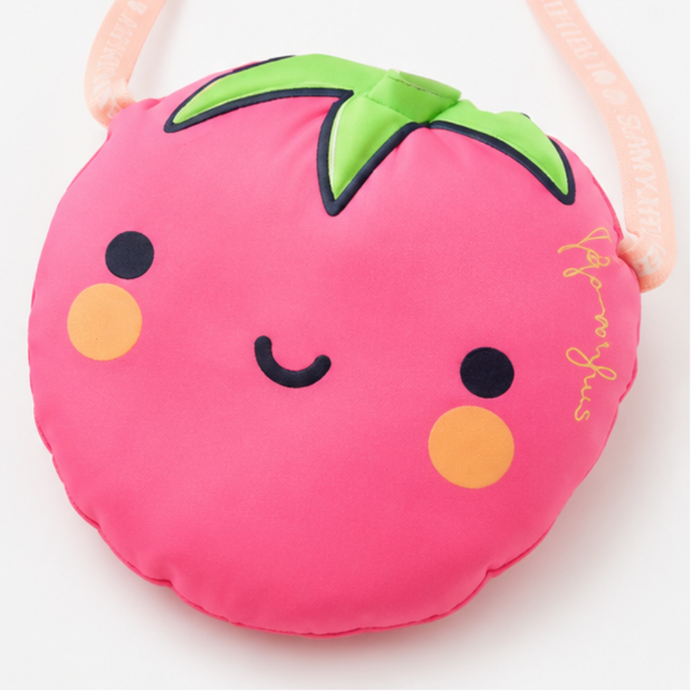 Vestido Infantil Feminino Kamylus Strawberry Malha PA e Bolsa Morango