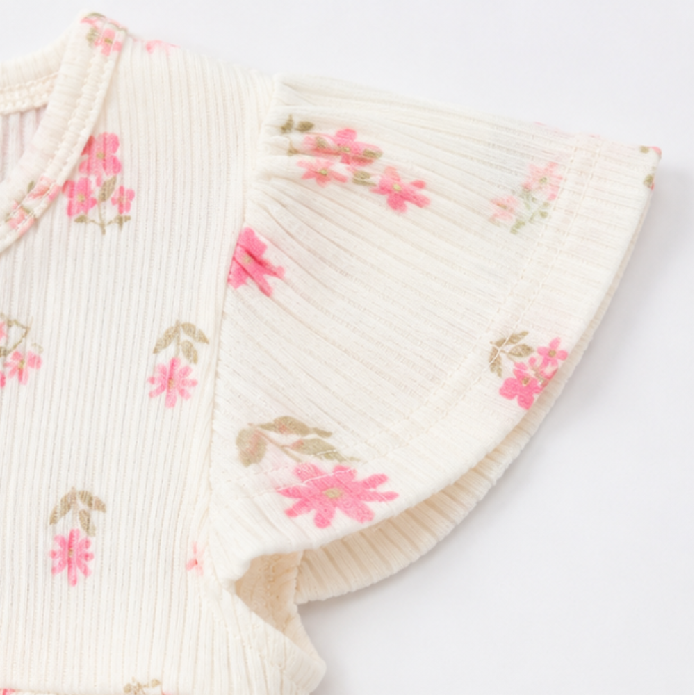 Vestido Infantil Feminino Kamylus Canelado Florzinhas Sublimado