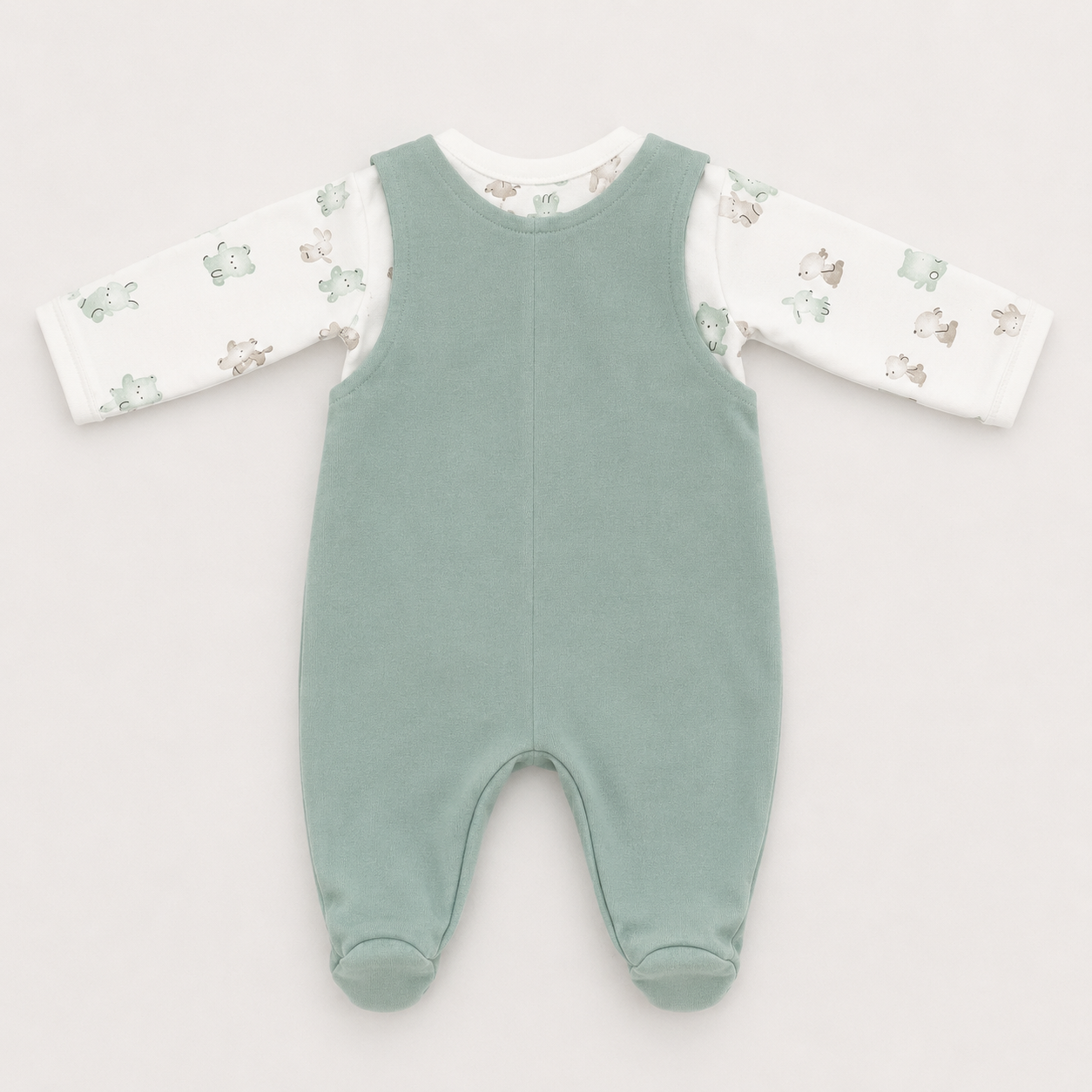 Conjunto Infantil Masculino Jardineira e Body Gira Gigi Coelho