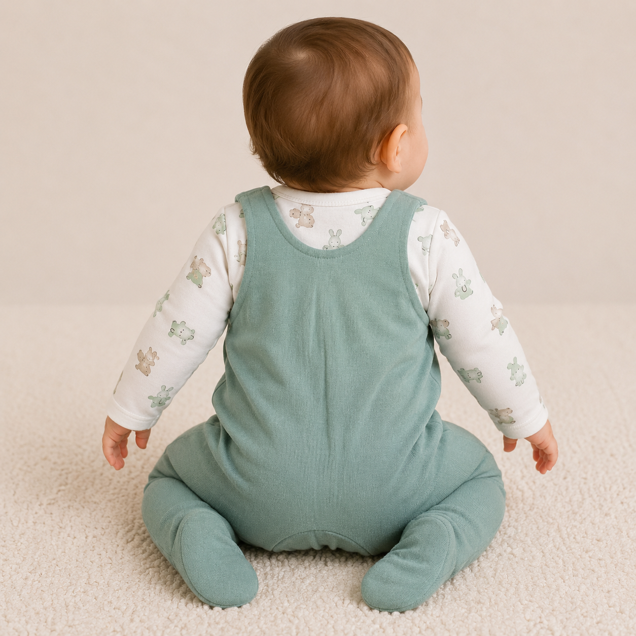 Conjunto Infantil Masculino Jardineira e Body Gira Gigi Coelho