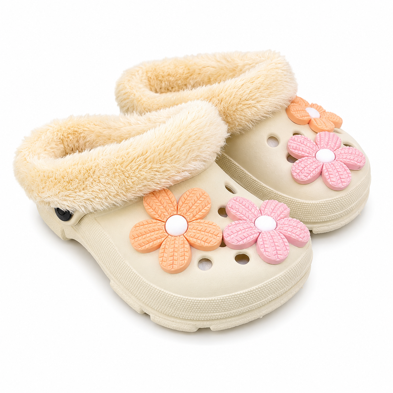 Babuche Infantil Feminina LueLua Cross Flores Peluciada