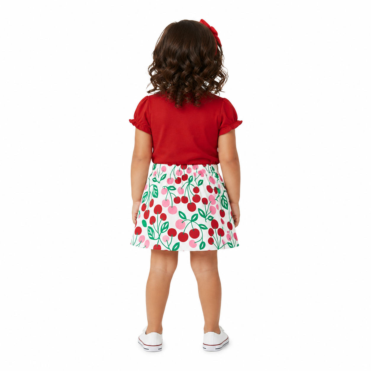 Conjunto Infantil Feminino Kyly Cerejas com Strass - Blusa + Short-Saia