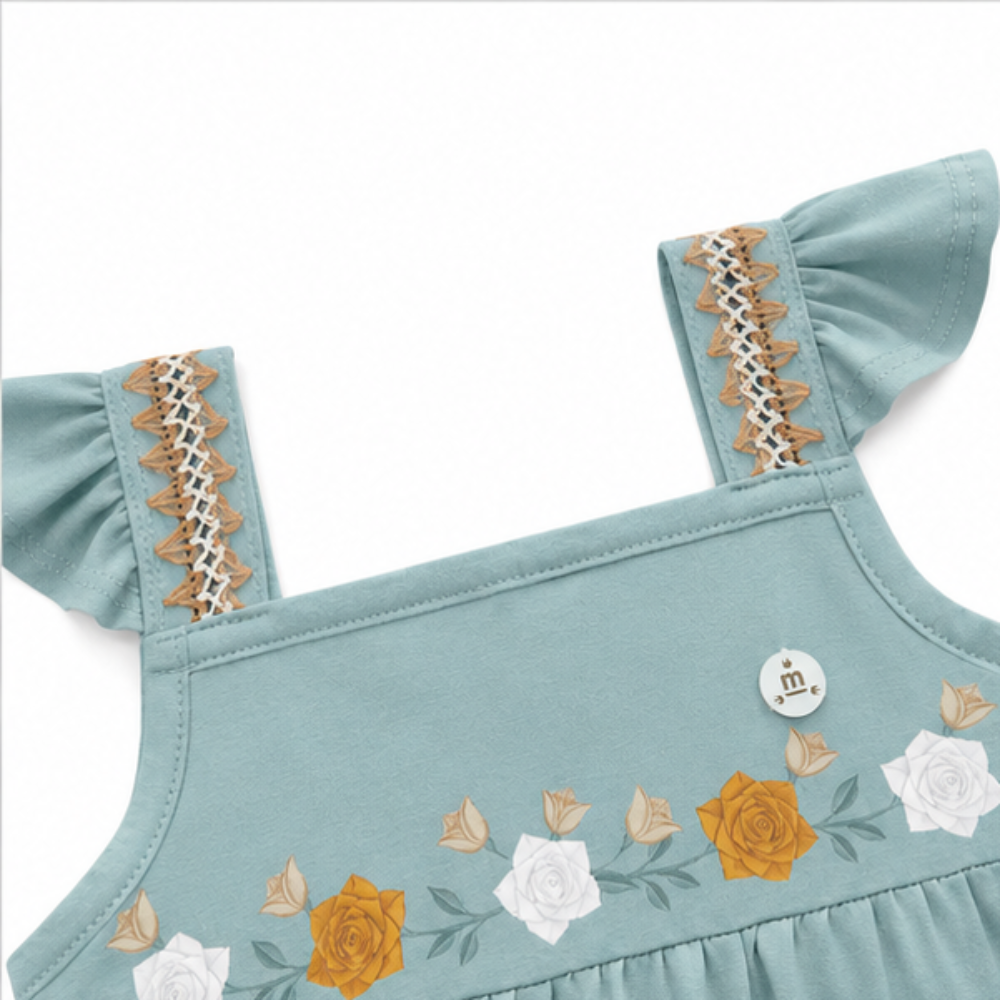 Vestido Infantil Milon em Camadas Estampa de Rosas