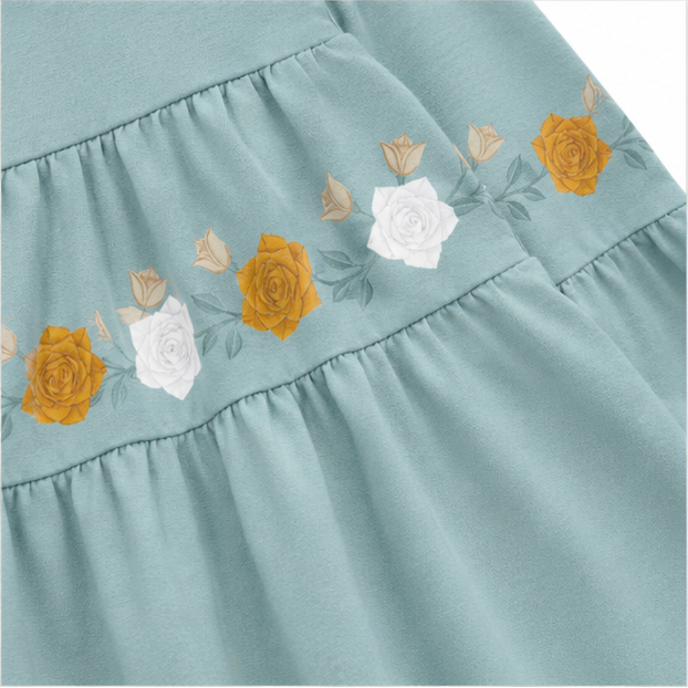 Vestido Infantil Milon em Camadas Estampa de Rosas