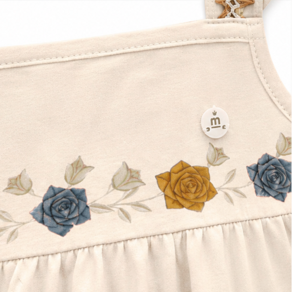 Vestido Infantil Milon em Camadas Estampa de Rosas