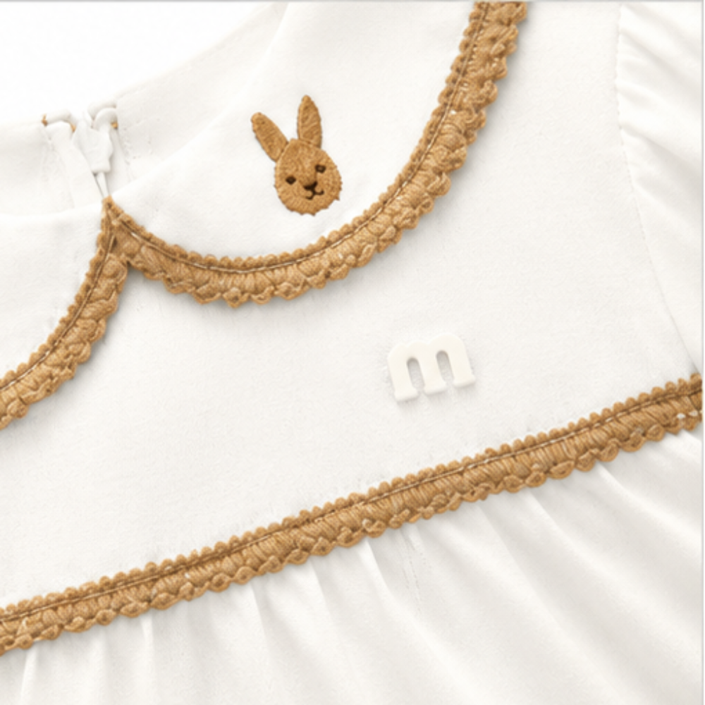 Vestido Infantil Milon Manga Longa Estampa Coelhinhos e Flores