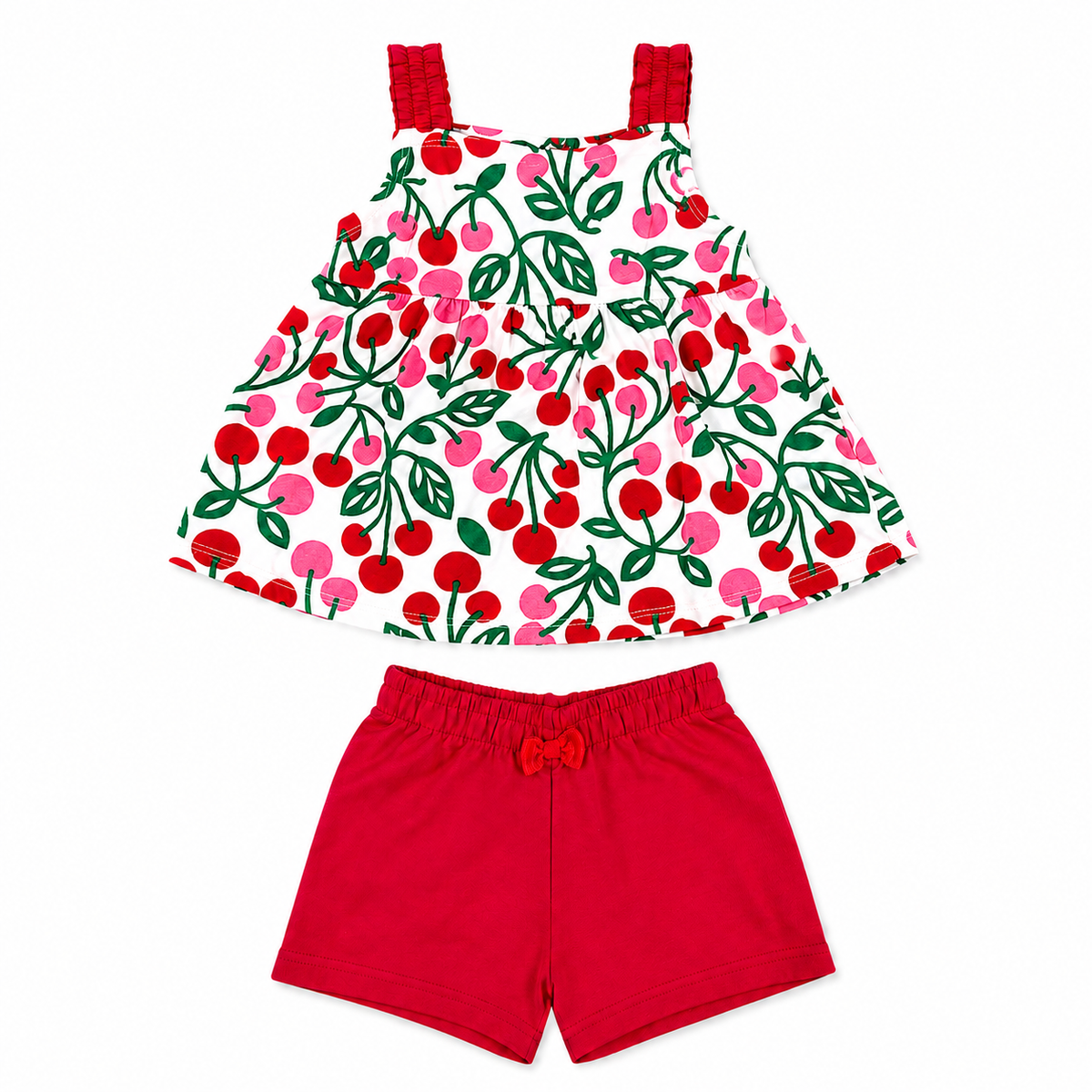 Conjunto Infantil Feminino Kyly Cerejas Regata Batinha e Shorts