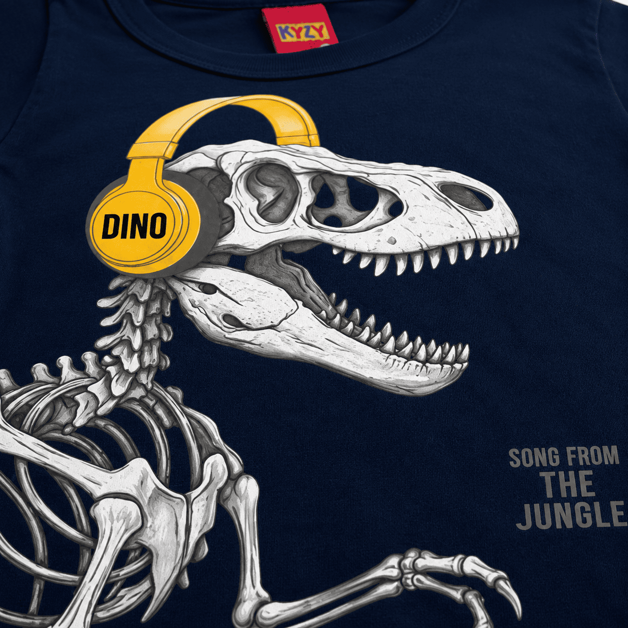 Camiseta Manga Longa Masculina Kyly Dino de Fone Infantil
