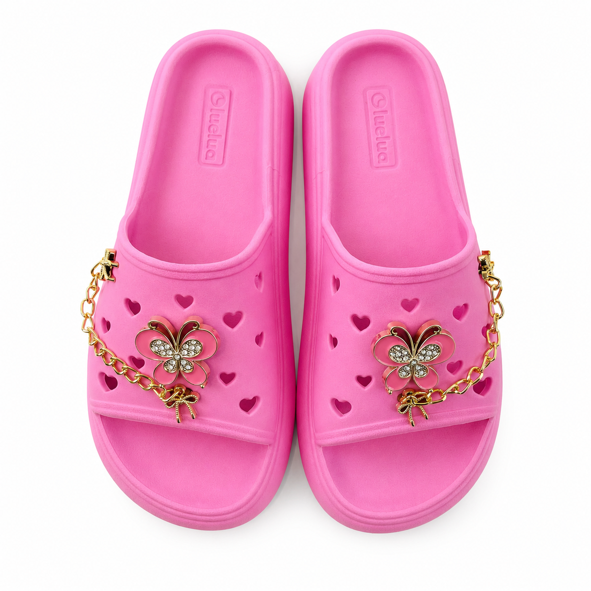 Chinelo Slide LueLua Love Borboleta com Pins