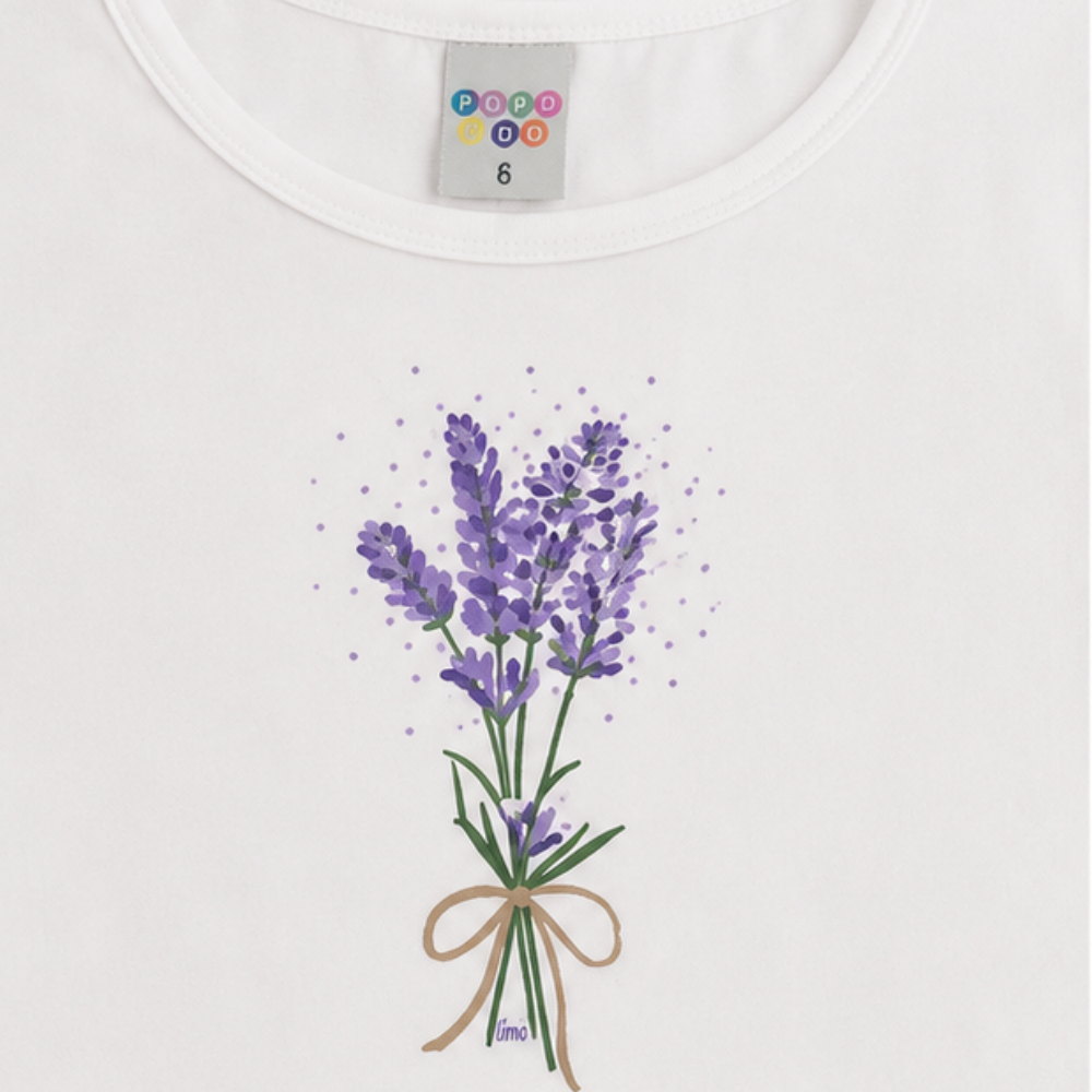 Conjunto Infantil Feminino Have Fun Lavanda Meia Malha e Short Saia em Laise