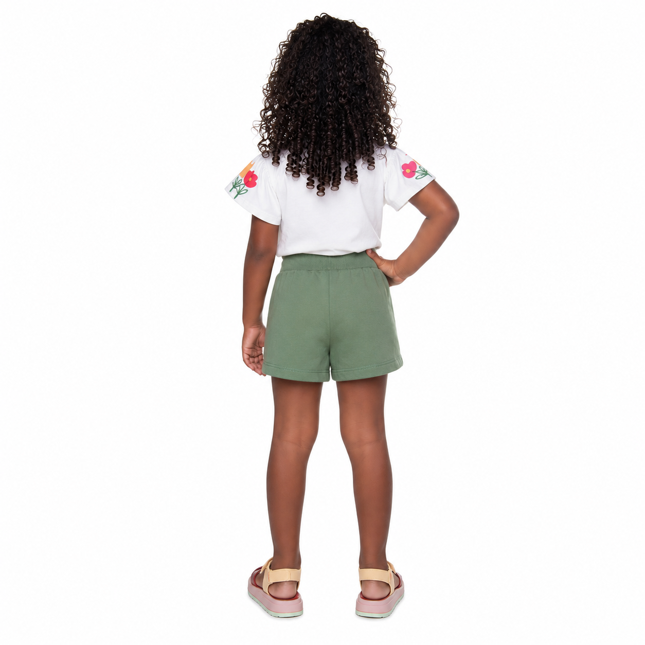 Conjunto Infantil Feminino Have Fun Tulipas Meia Malha e Moletim