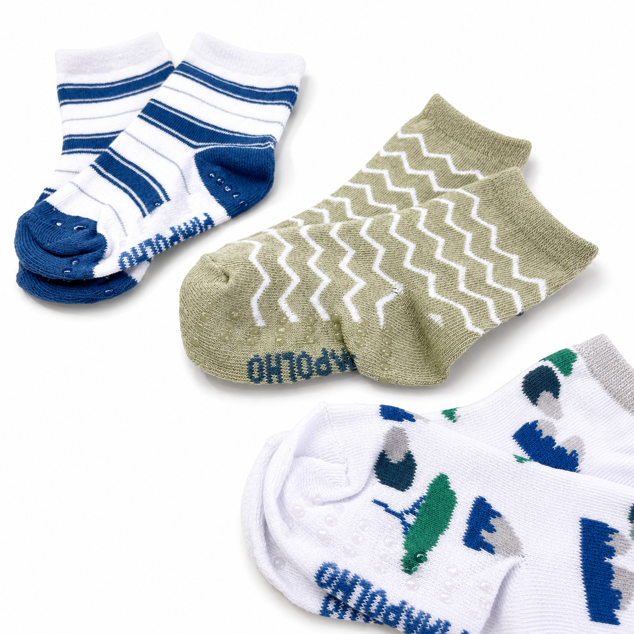 Kit Meia Colorida Pimpolho Antiderrapante Cano Alto com 3 Pares