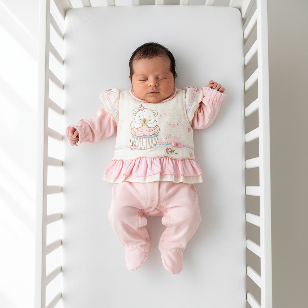 Saída de Maternidade Feminina Pipoquinhas Baby Suedine Ursa Cupcake 3 Peças