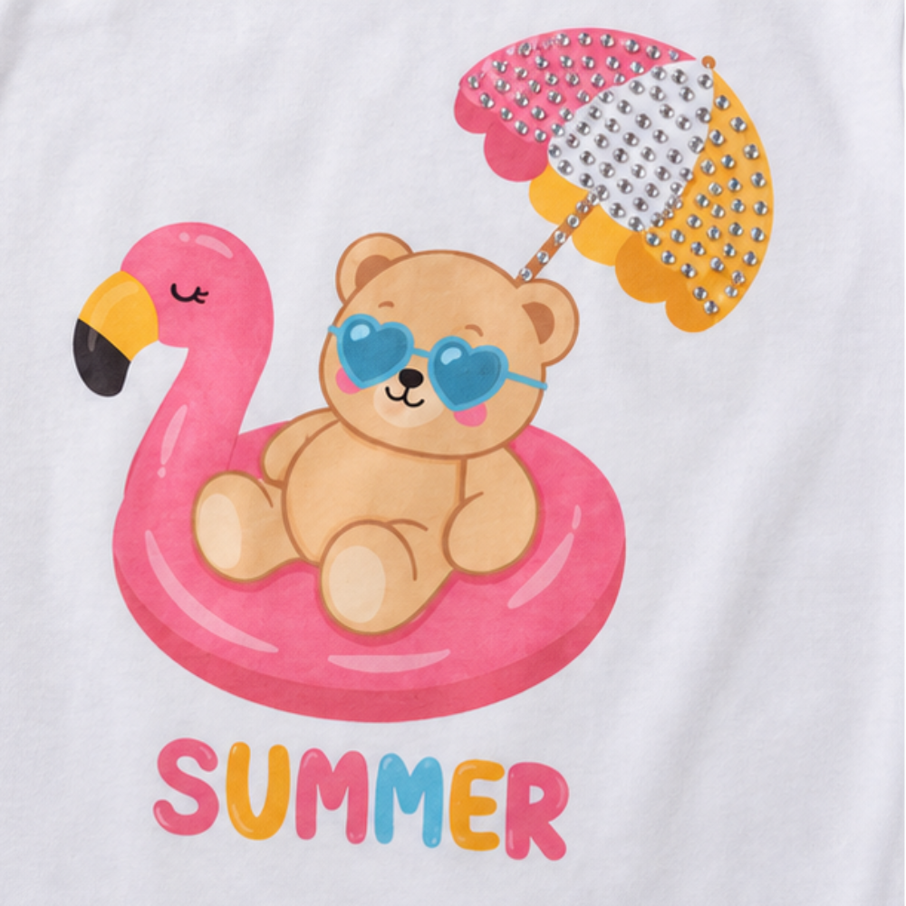 Conjunto Infantil Feminino Kyly Ursinho Summer Blusa e Short