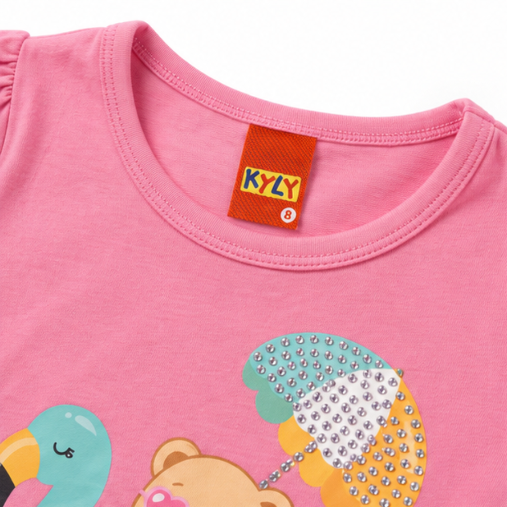 Conjunto Infantil Feminino Kyly Ursinho Summer Blusa e Short