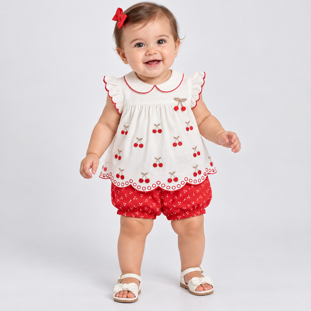 Conjunto Infantil Feminino Milon Cerejinha Blusa e Shorts Bebê
