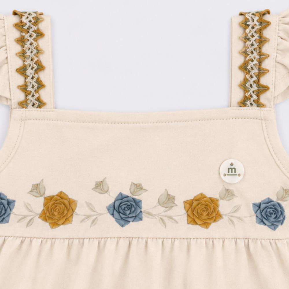 Vestido Infantil Milon em Camadas Estampa de Rosas