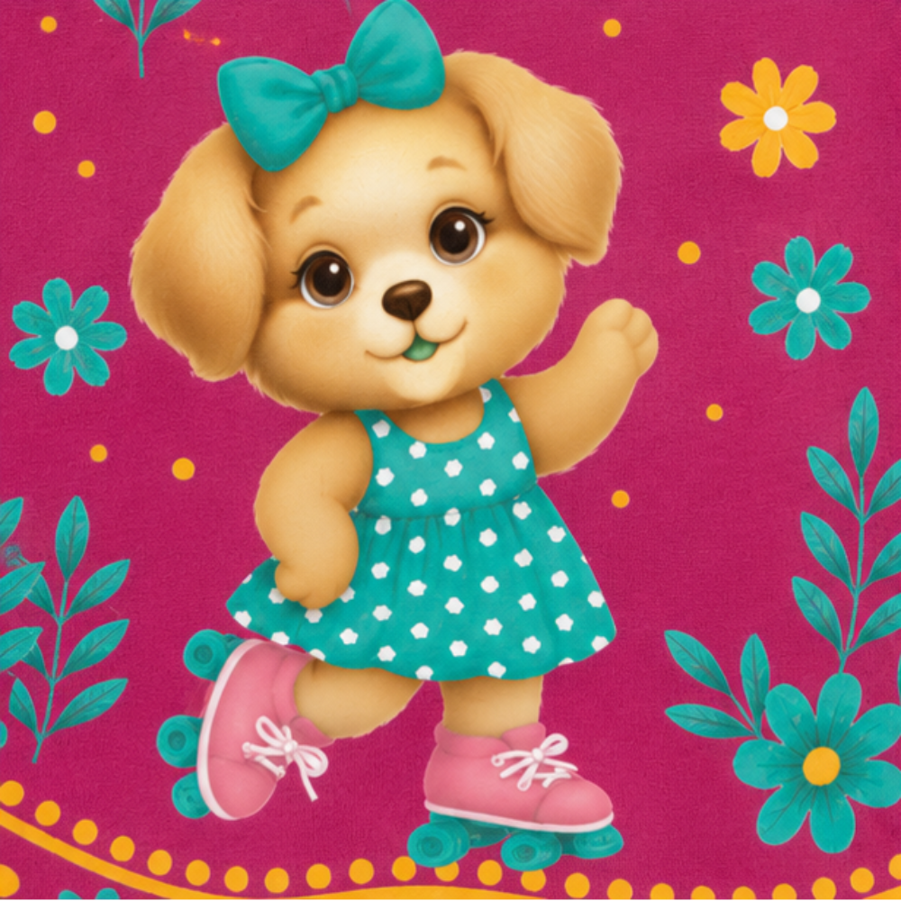 Vestido Infantil Kyly Cachorrinha de Patins Meia Malha