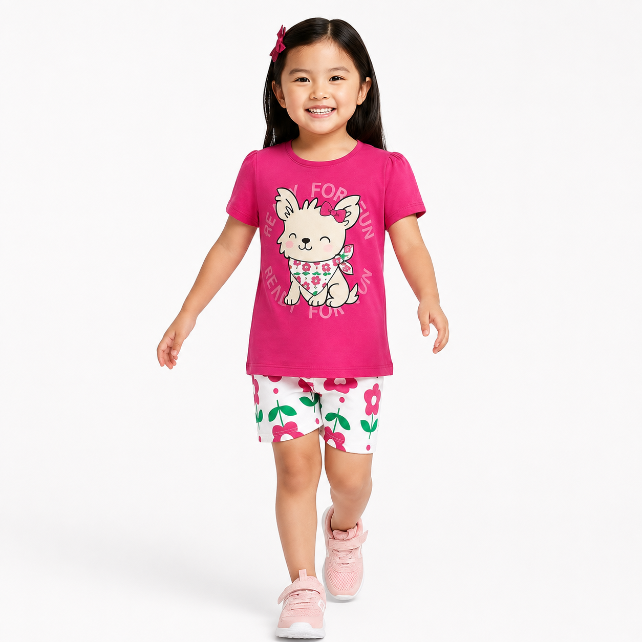 Conjunto Infantil Feminino Kyly Cachorrinha Ready For Fun Camiseta e Shorts