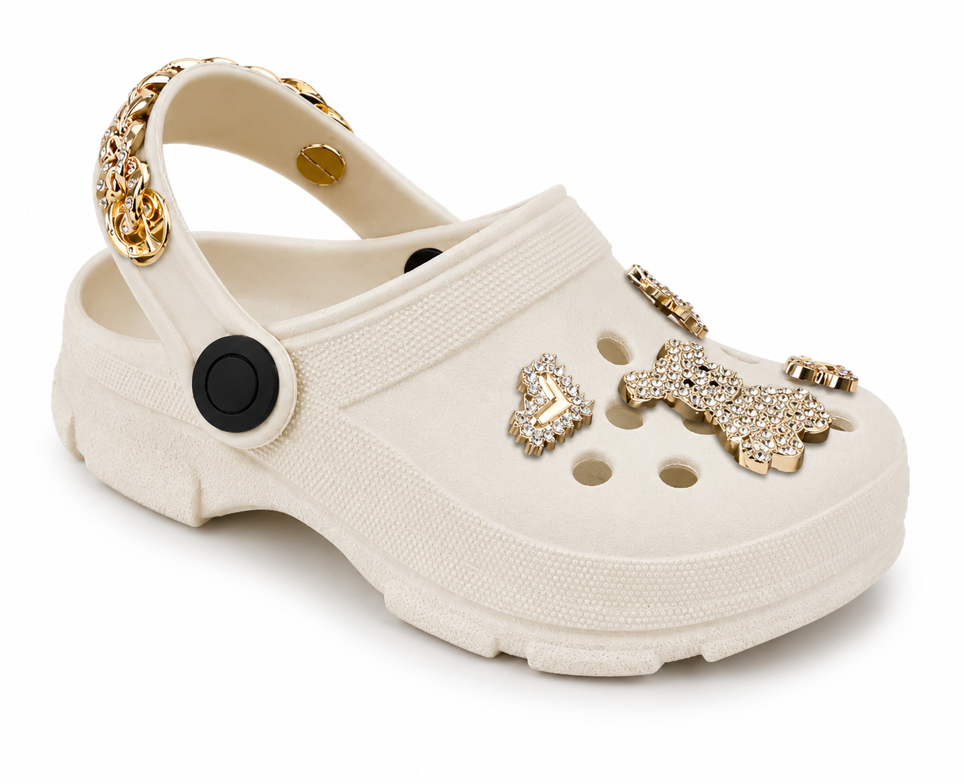 Babuche Feminino Luelua Cross Ursinho com Strass e Pins