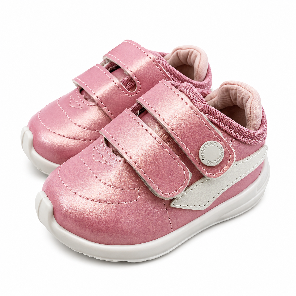 Tênis Infantil Menina Pimpolho Sport Jogging Rosê Metalizado com Velcro