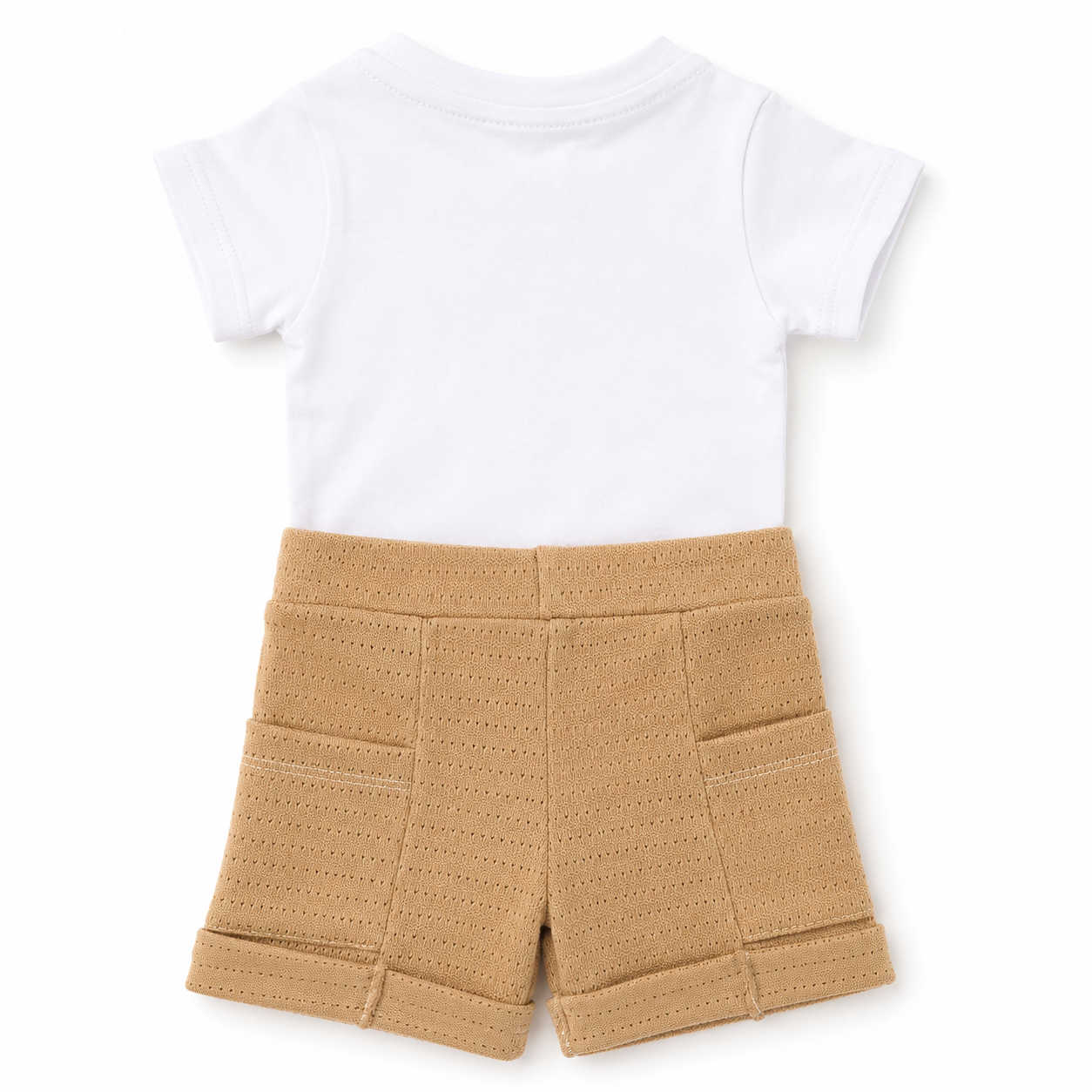 Conjunto Masculino Presente de Anjo Blusa/Body Bordado e Short Tricô