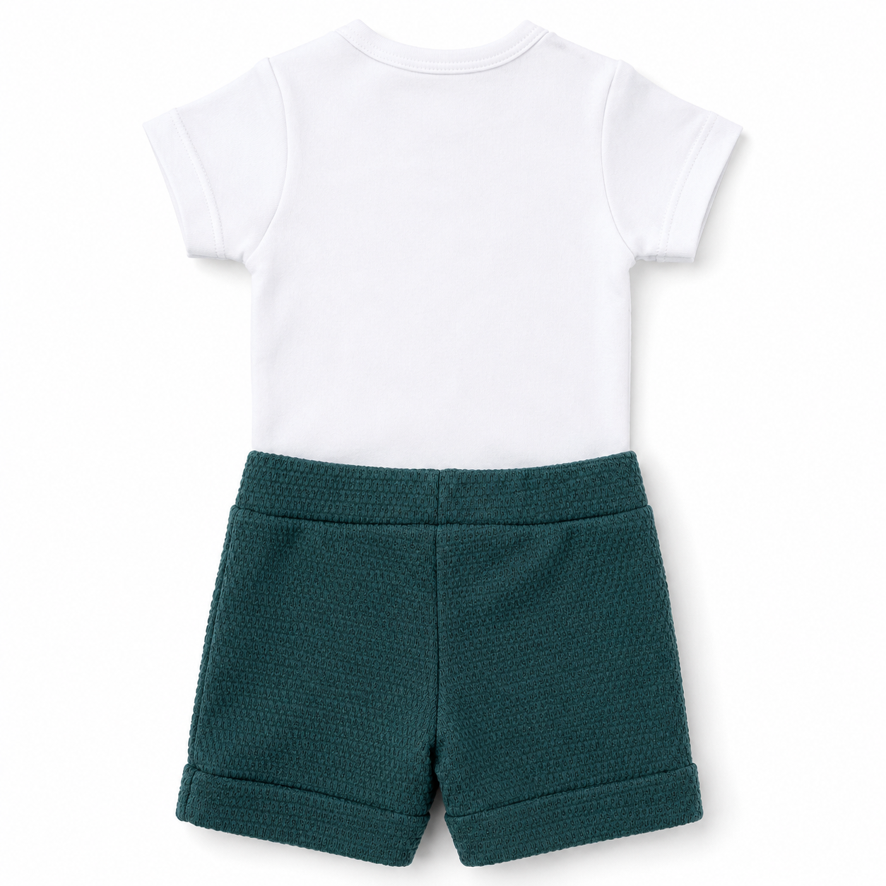 Conjunto Masculino Presente de Anjo Blusa/Body Bordado e Short Tricô