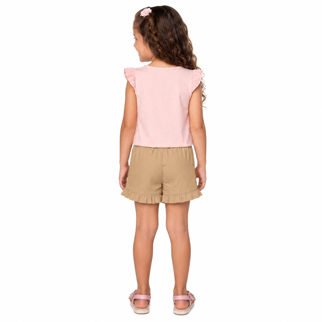 Conjunto Infantil Feminino Have Fun Butterfly Cotton e Short Crepado