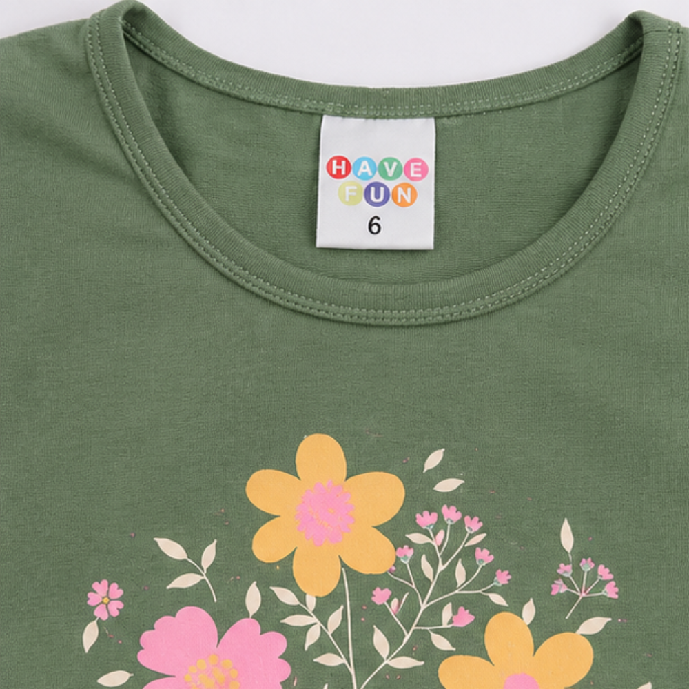 Conjunto Infantil Feminino Have Fun Flower Blusa e Saia Short