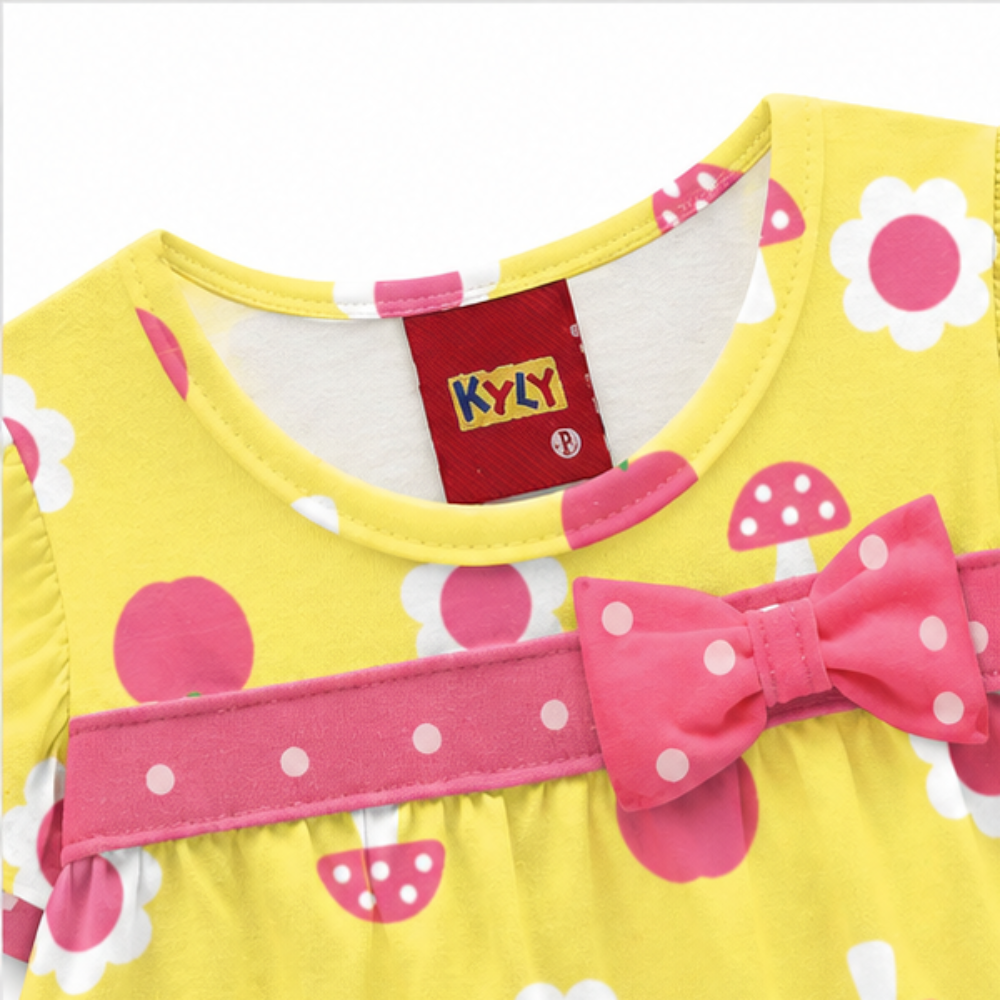 Conjunto Feminino Infantil Kyly Maçãs e Cogumelos