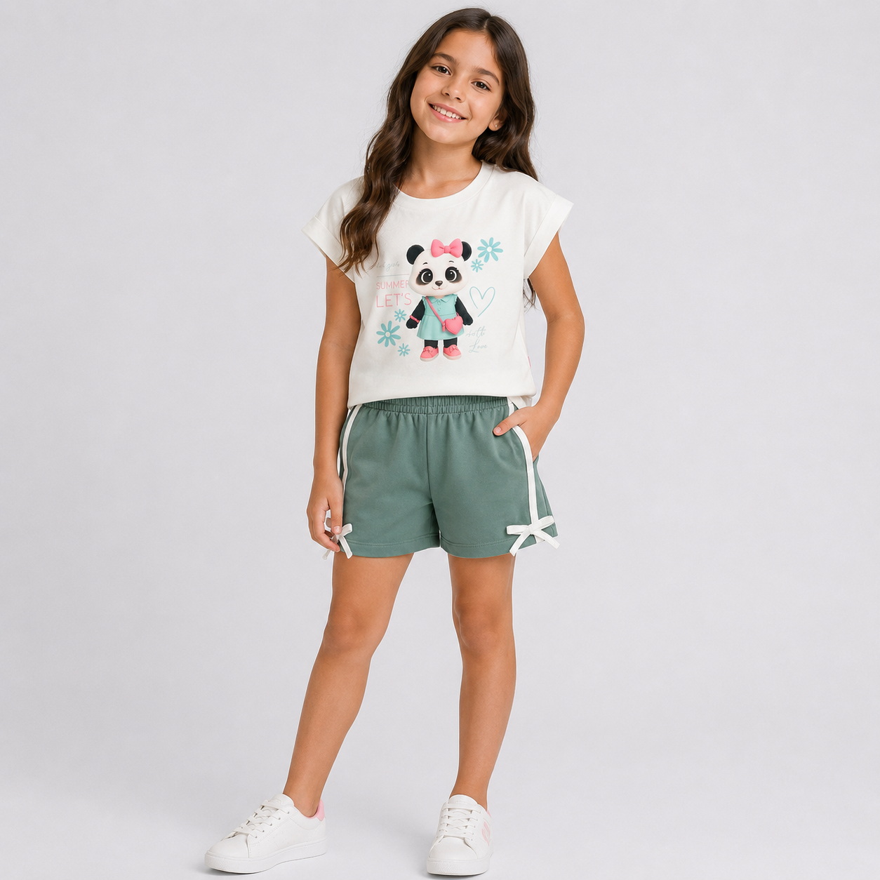 Conjunto Infantil Feminino Lina e Lou Kamylus Summer Let's Bichinhos