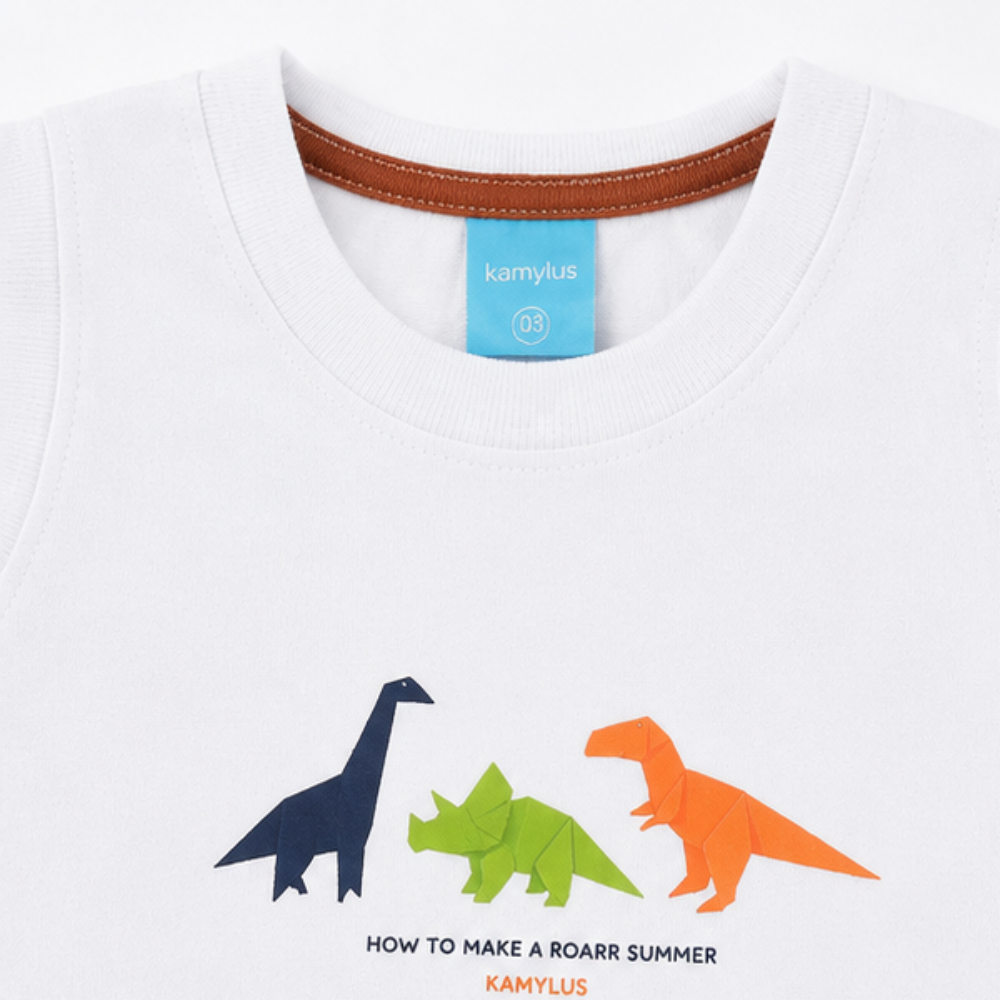 Conjunto Infantil Masculino Kamylus Dino Roar Summer Origami