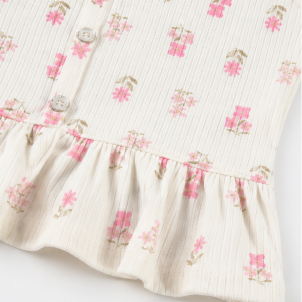 Conjunto Infantil Feminino Kamylus Florzinhas Regata e Shorts Soltinho
