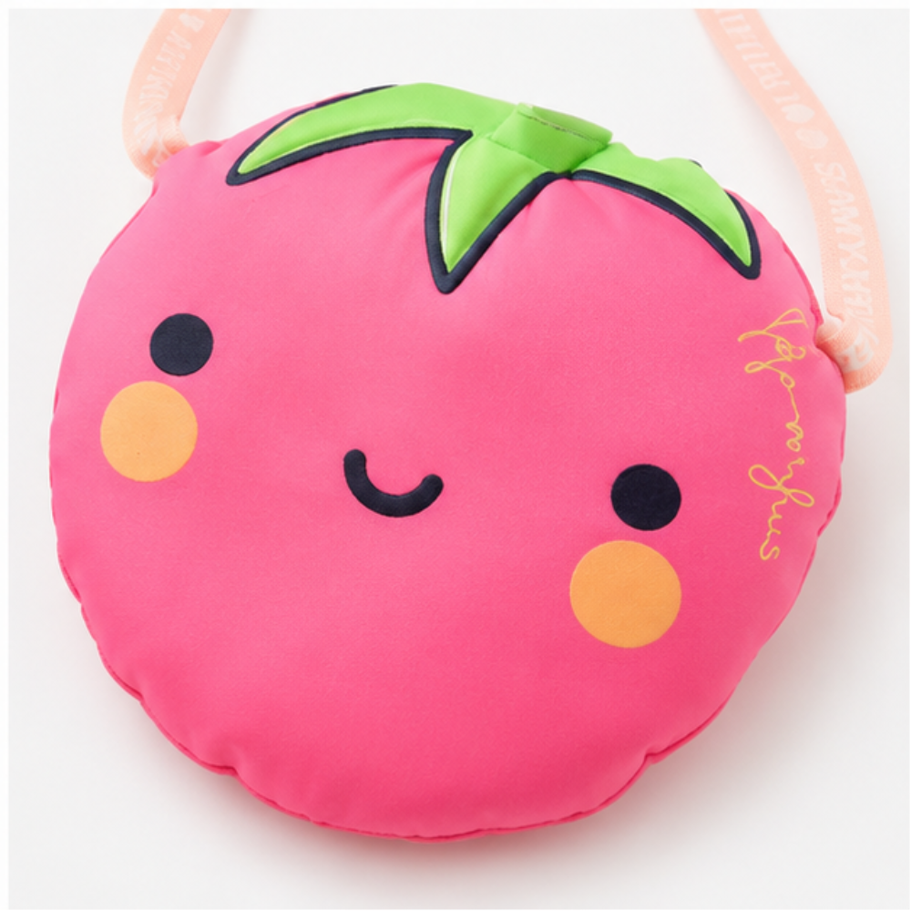 Vestido Infantil Feminino Kamylus Strawberry Malha PA e Bolsa Morango