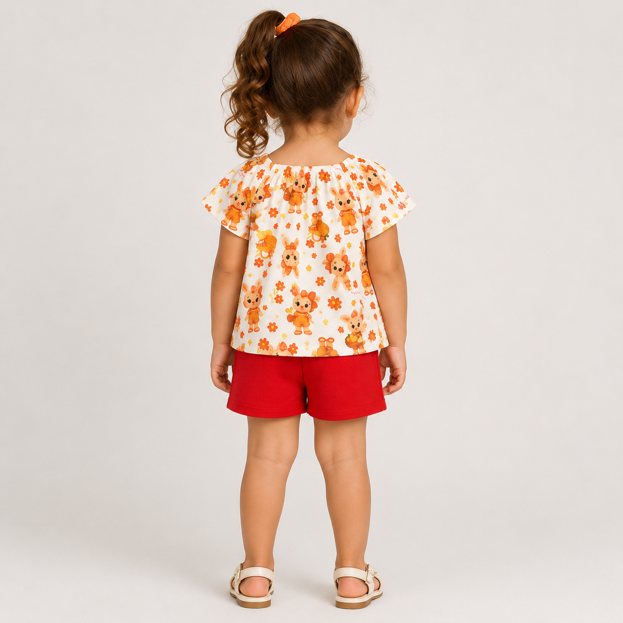 Conjunto Infantil Feminino Kamylus Batinha Favinho Sublimado e Shorts Piqué