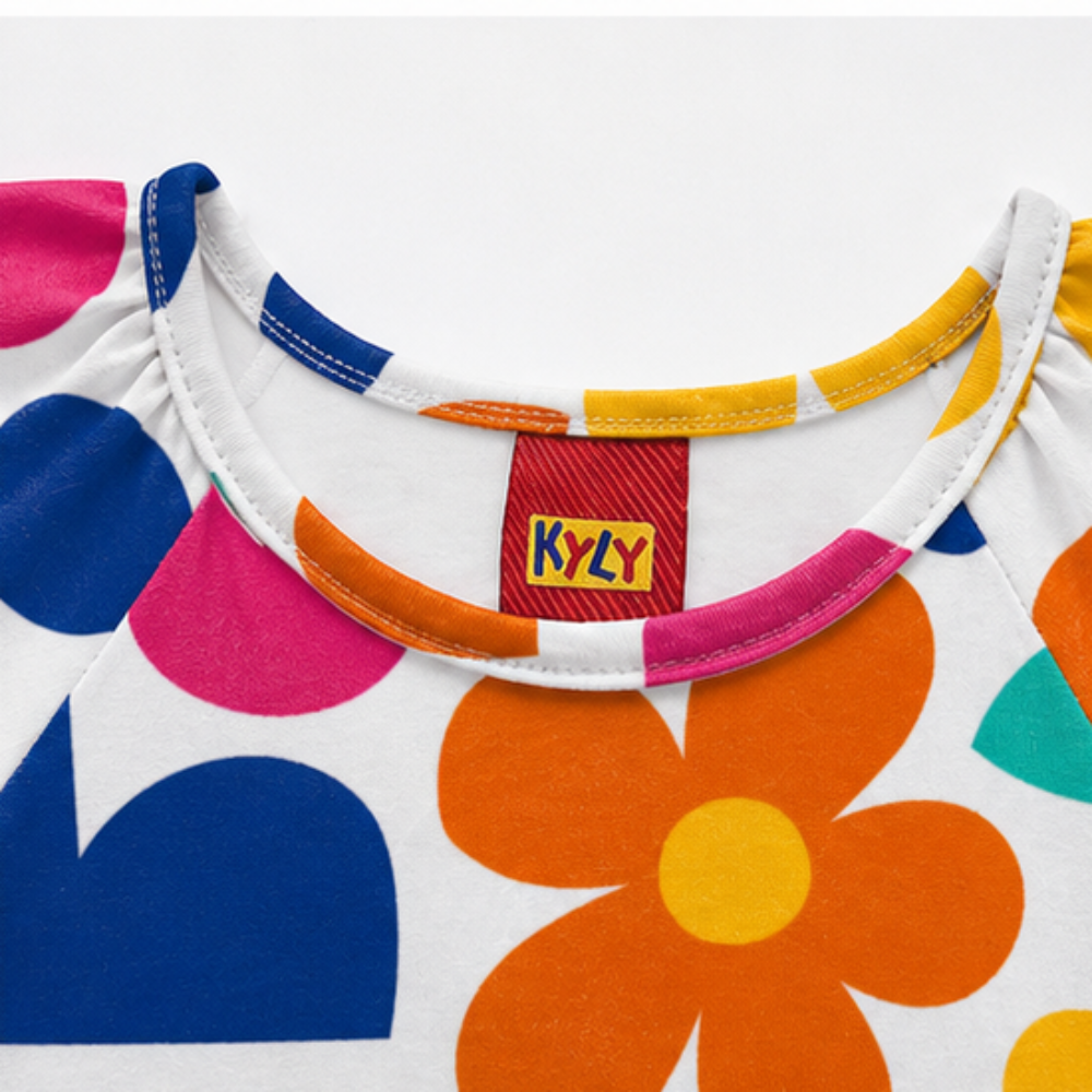 Vestido Infantil Feminino Kyly Floral Retrô Algodão