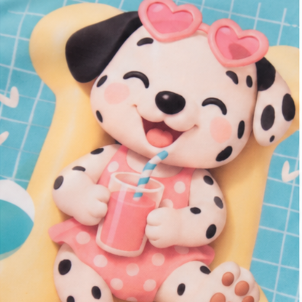 Maiô Manga Longa Infantil Baby Kamylus Tchibum Cachorrinha com Chapéu Proteção UV 50+ Dri-Fit