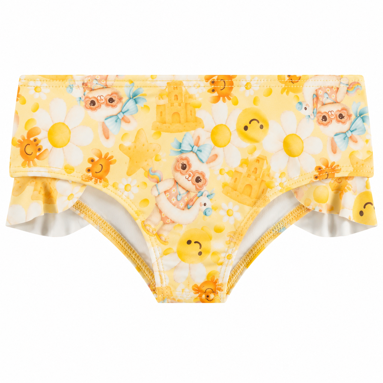 Conjunto Manga Longa Infantil Baby Kamylus Tchibum Coelhinha na Praia Proteção UV 50+ Dri-Fit