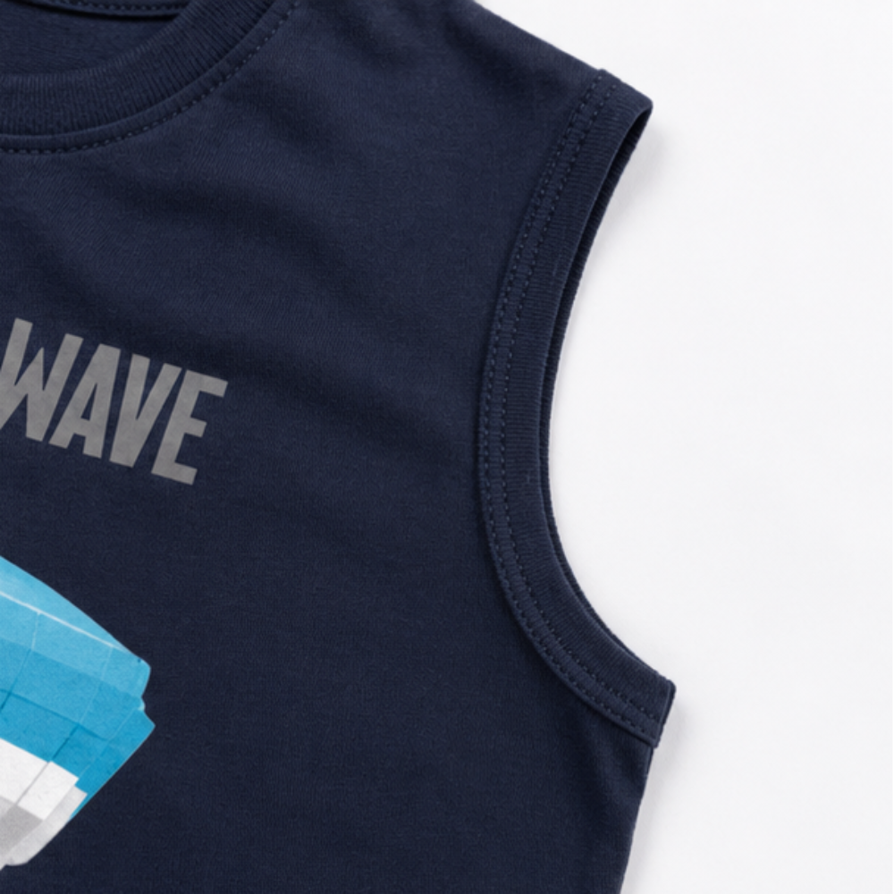 Camiseta Regata Infantil Masculina Kyly Tubarão Ride The Wave Algodão