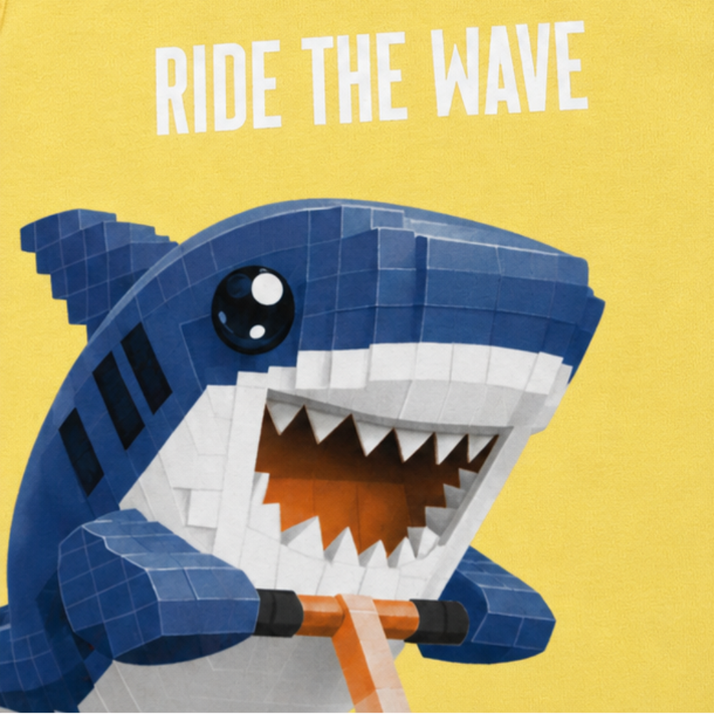 Camiseta Regata Infantil Masculina Kyly Tubarão Ride The Wave Algodão