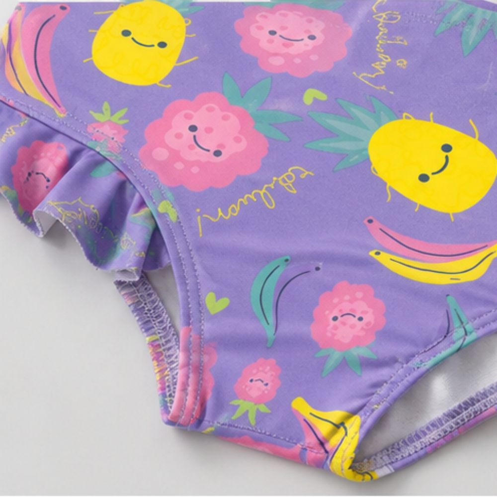 Conjunto Manga Longa Infantil Baby Kamylus Tchibum Abacaxi Proteção UV 50+ Dri-Fit Camiseta e Calcinha
