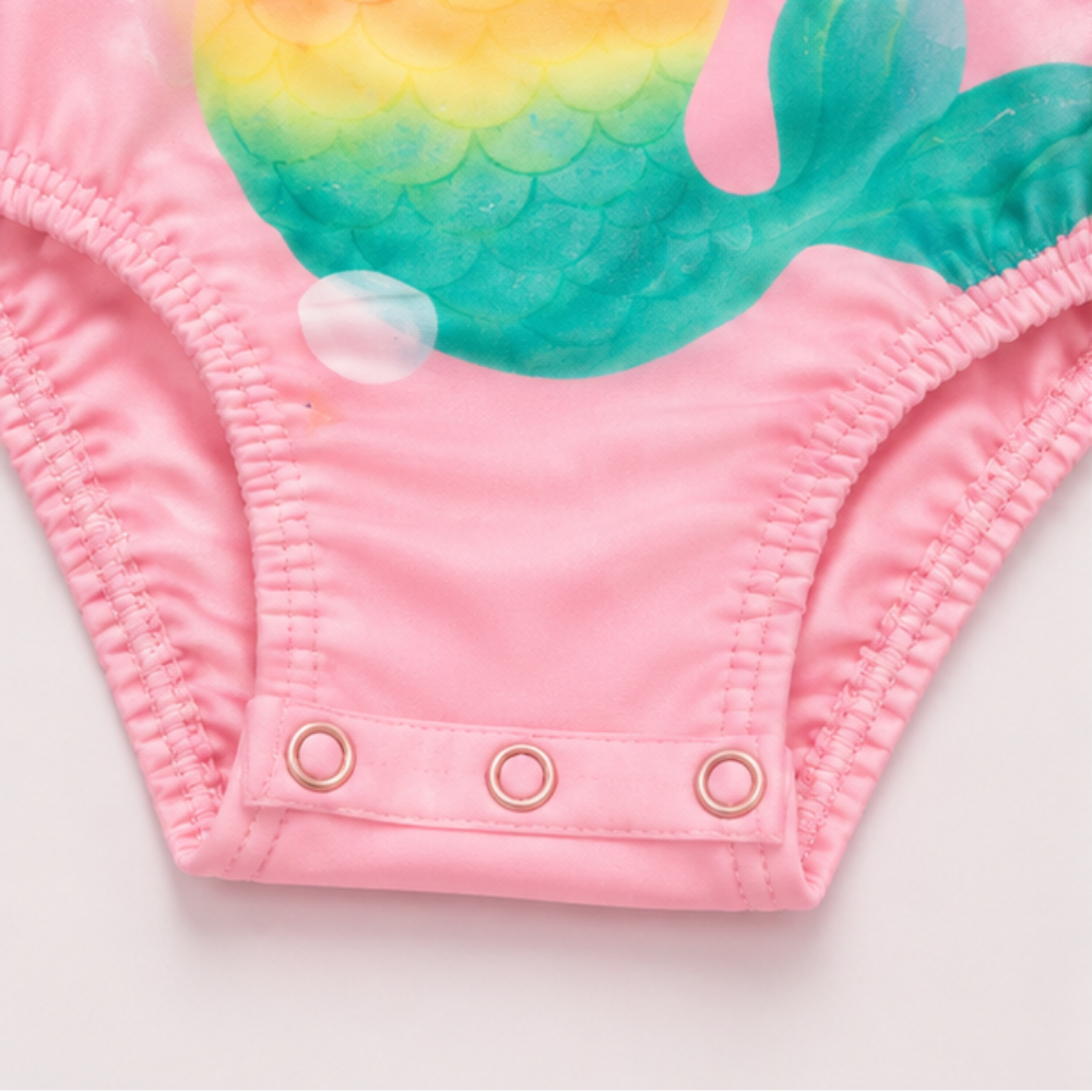 Maiô Manga Longa Infantil Feminino Kamylus Tchibum Gatinha Sereia Proteção UV 50+ Dri-Fit
