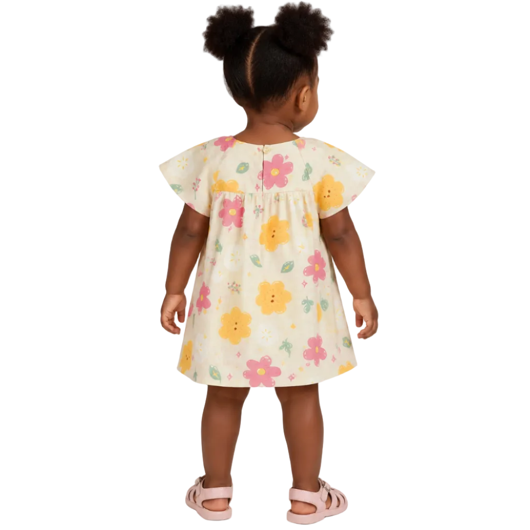 Vestido Infantil Alakazoo Flores Malha Nikko Casual