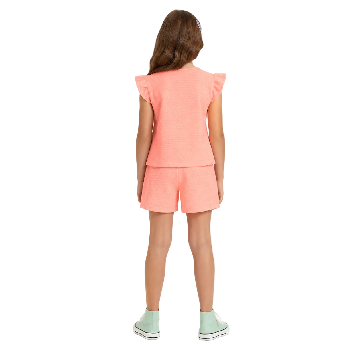 Conjunto Infantil Feminino Alakazoo Blusa e Short Texturizado Casual