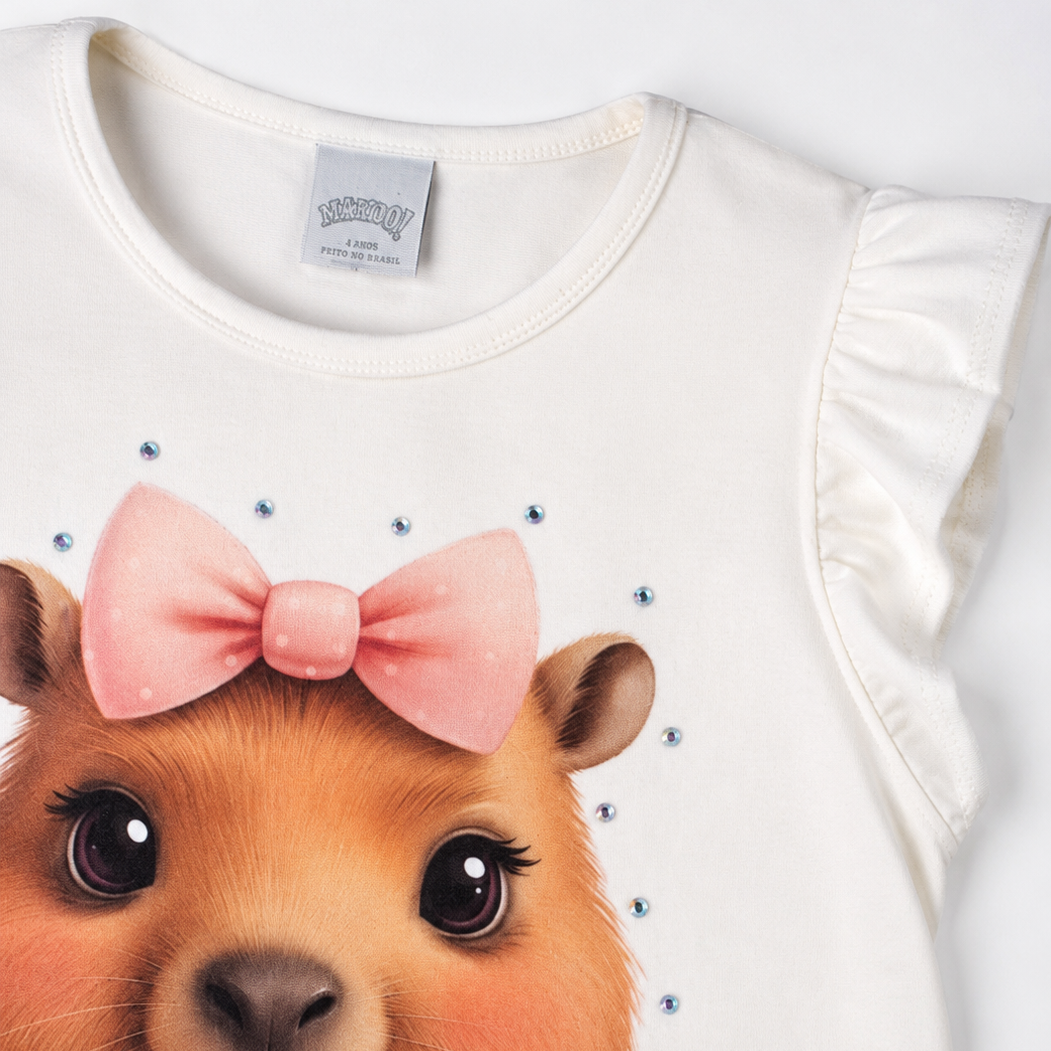 Blusa Infantil Feminina Alakazoo Capivara Bailarina Algodão
