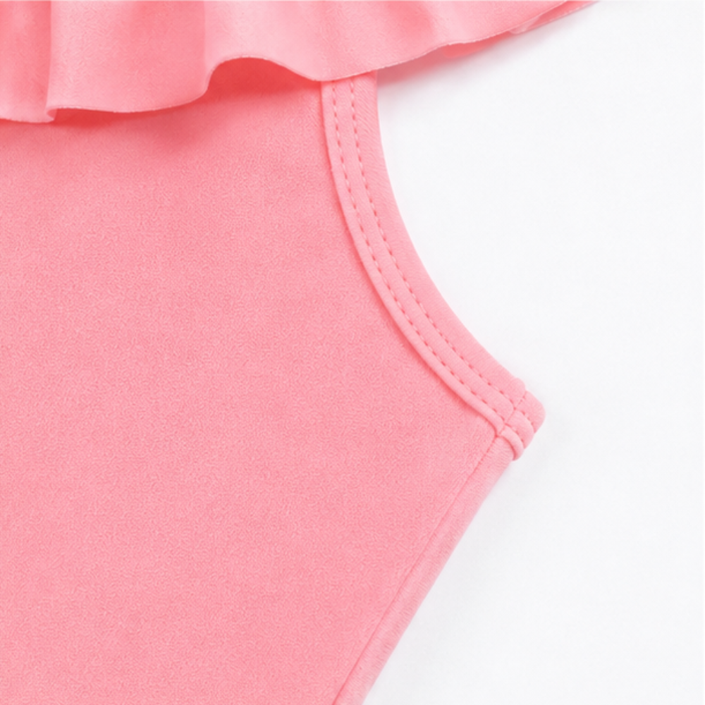 Maiô Infantil Feminino Kamylus Tchibum Babado Liso Proteção UV 50+ Dri-Fit
