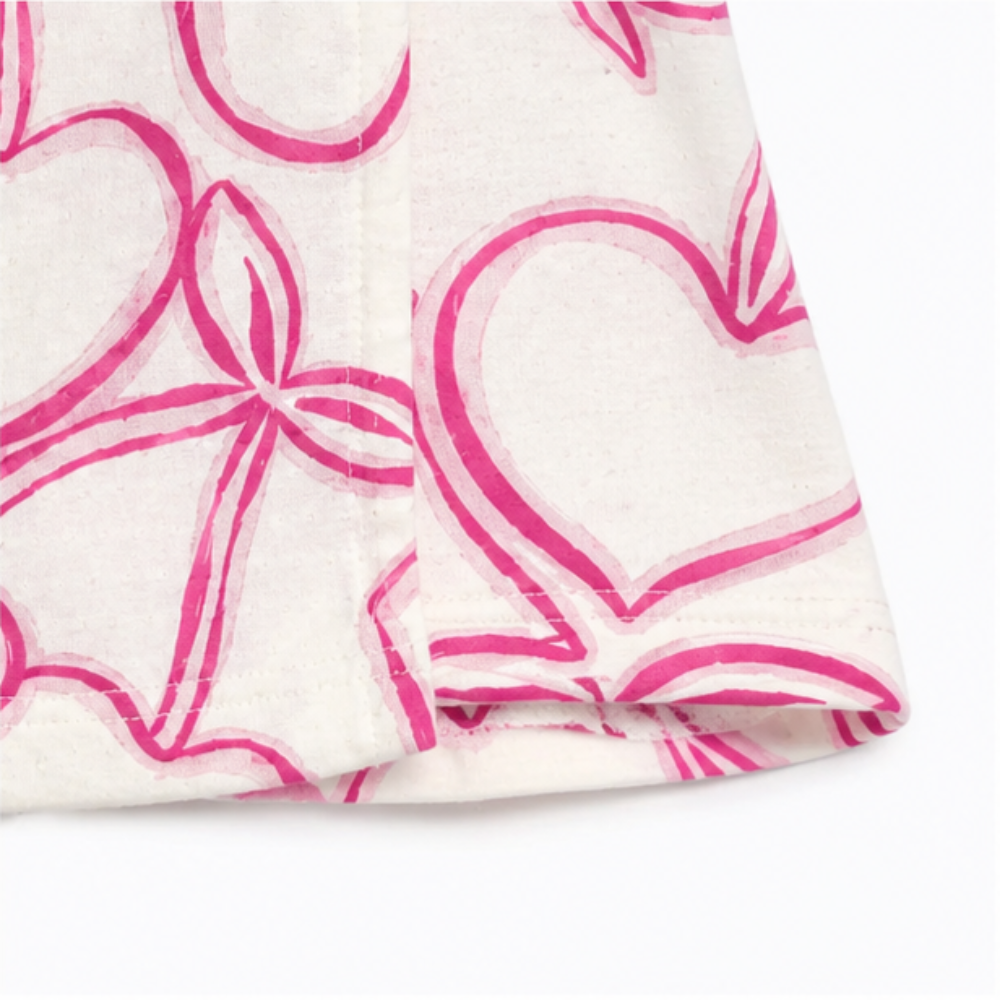 Conjunto Infantil Feminino Alakazoo Cerejas Coração Malha Nikko Cropped e Short-Saia