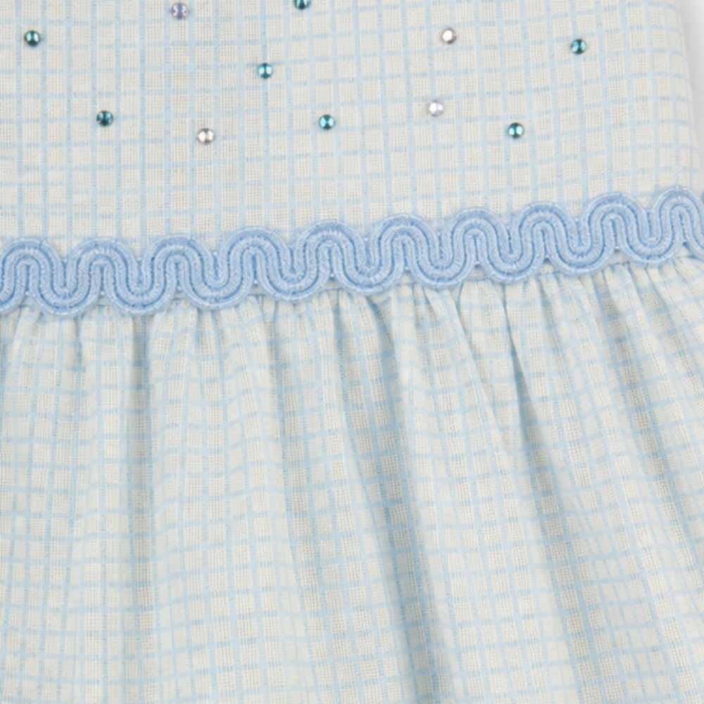 Vestido Infantil Feminino Alakazoo Xadrez Malha Nikko com Strass e Babados