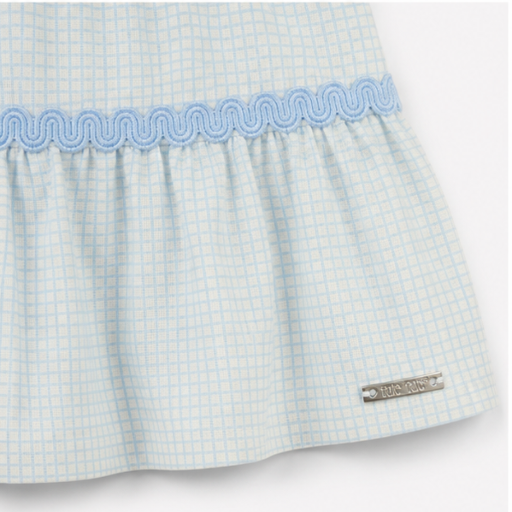 Vestido Infantil Feminino Alakazoo Xadrez Malha Nikko com Strass e Babados
